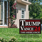 Probsin Trump Vance 2024 Yard Sign Double Sided 16" x 24" Trump Vance'24 Take America Back MAGA Signs Voted for Trump Vance Outdoor Decorations for Lawn, Garden, Window, Party Supplies (Black)