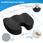 Bomdaia Seat Cushion Pillow for Office Chair, Desk Chair Car Cushion Pad for Tailbone Pain, Memory Foam Coccyx Seat Cushion for Sciatica, Back Pain Relief (Black)