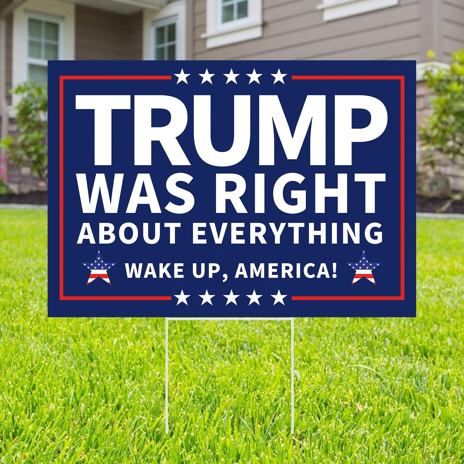 Probsin Trump 2024 Yard Sign with Metal H Stakes Double Sided 12" x 17" Trump Was Right About Everything Wake Up America Sign Outdoor Decorations for Indoor Outdoor Lawn,Garden,Window,Party Supplies