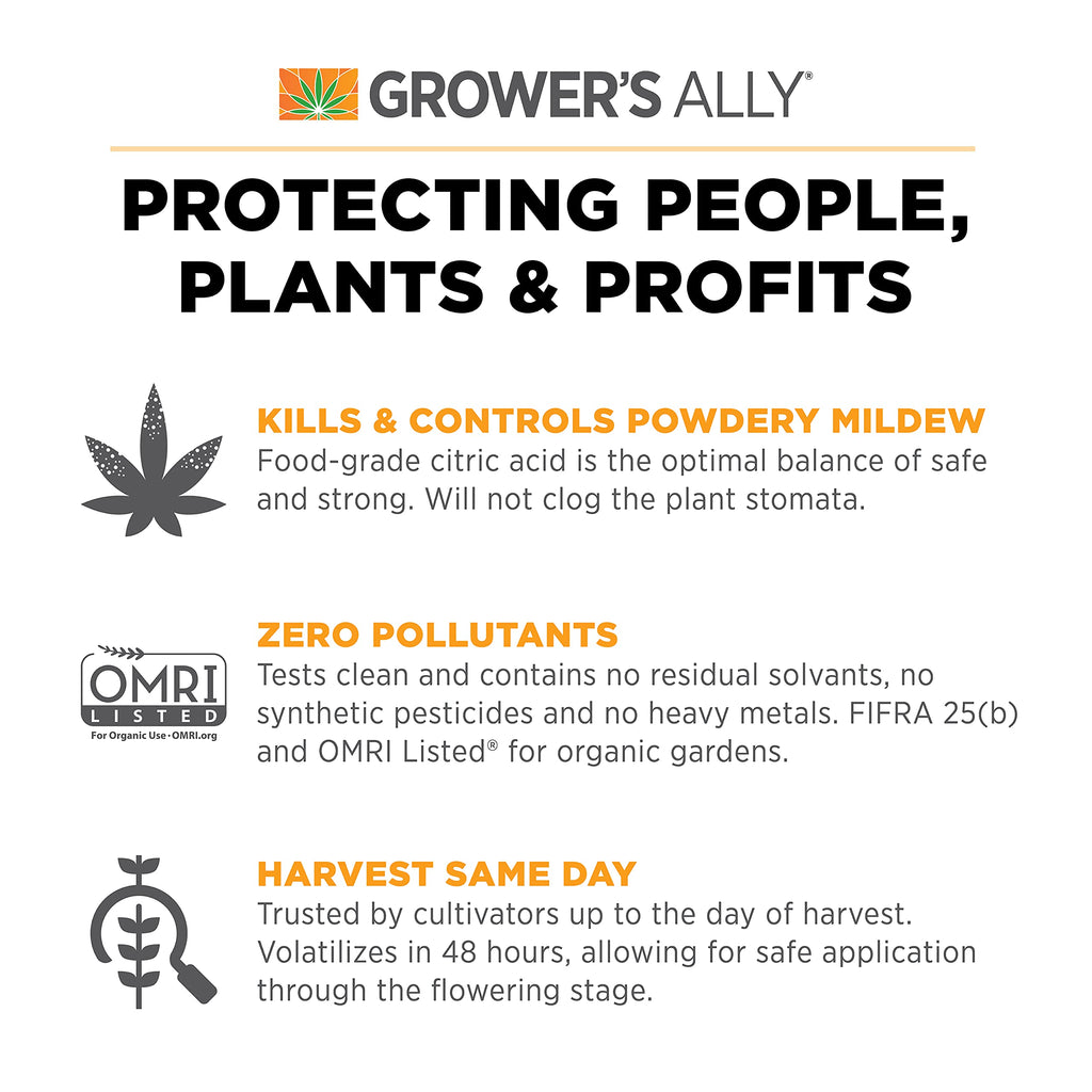 Grower's Ally Fungicide for Plants | Plant Fungicide Treatment Control for Powdery Mildew, Fungus and More - Trusted by Cultivators for Indoor & Outdoor Use, 128 oz Concentrate