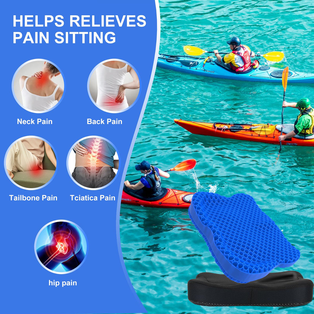 Airllantry Thicken 19.7in Seat Cushion, Gel Seat Cushion for Long Sitting–Office Chair, Wheelchair, Car Pad, Large Cooling Support Pad for Back Pain, Sciatica, Tailbone Pain Relief