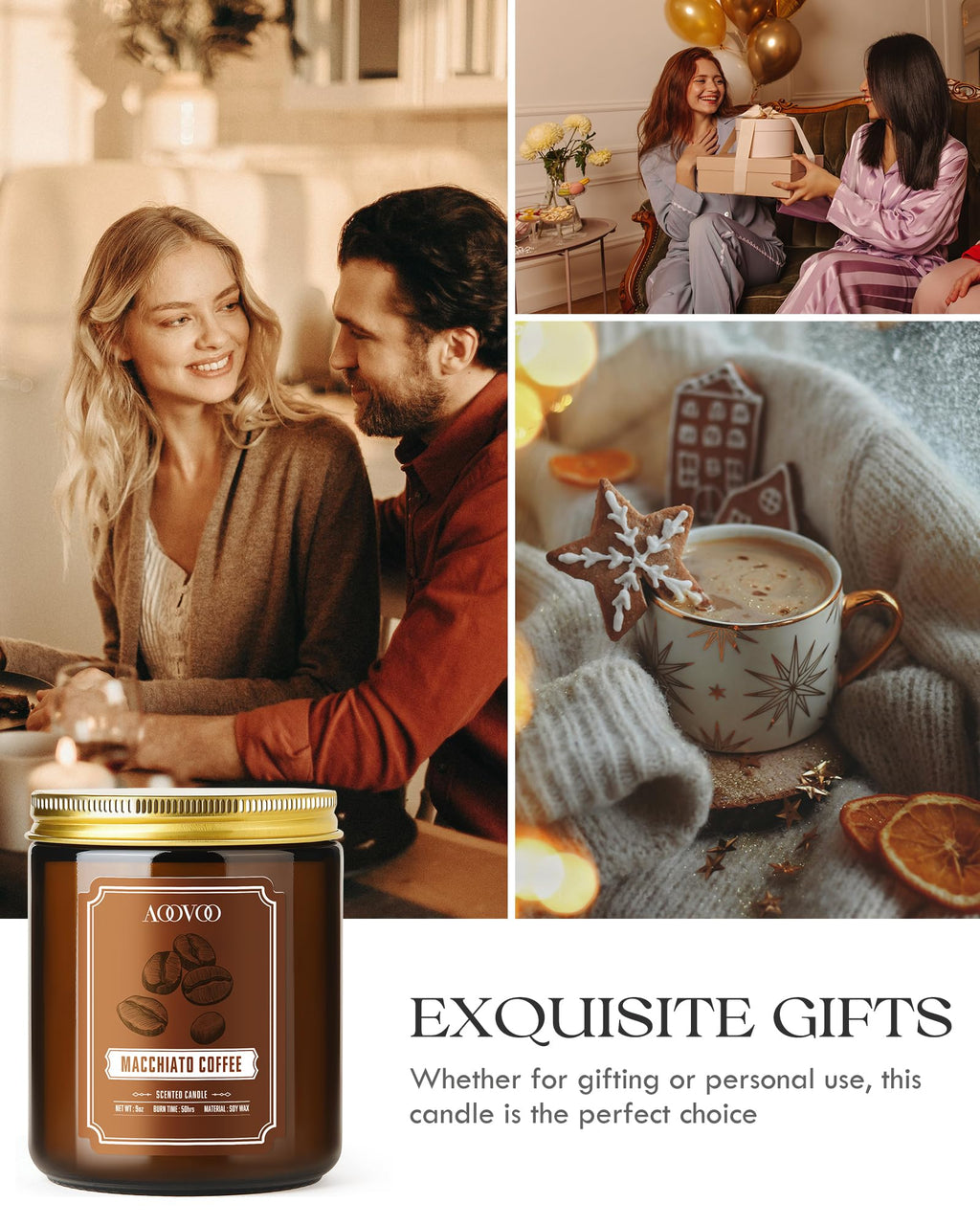 AOOVOO Macchiato Coffee Candle - Soy Wax Candles, Candles for Home Scented, Aromatherapy Candle, Candle for Women, 9 OZ