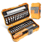 MulWark 32-Piece Precision Hobby Knife Set - Exacto Knife Set For Modeling - Craft Knife Handle Customized With Chiseling, Stencil Edge And Fine Point Blades With Sharpening Stone And Steel Ruler