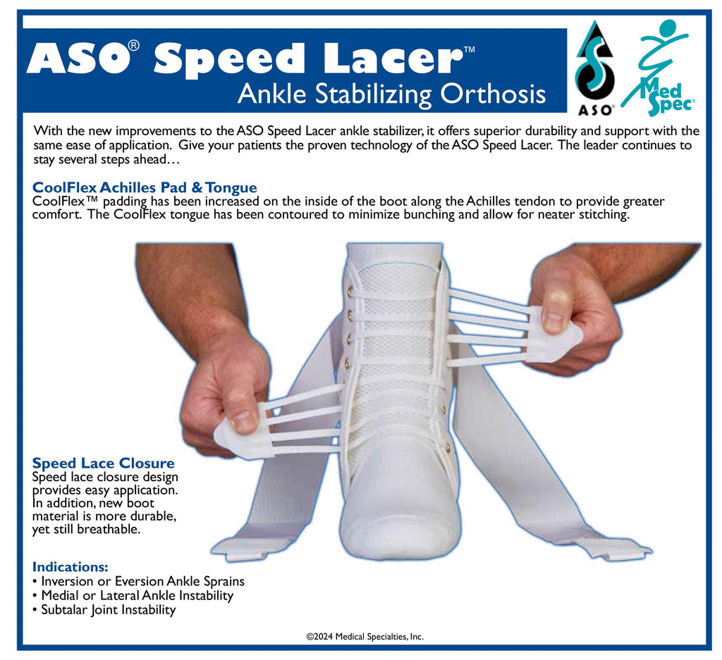 Med Spec ASO Ankle Stabilizer Orthosis Speed Lacer, Black, Large