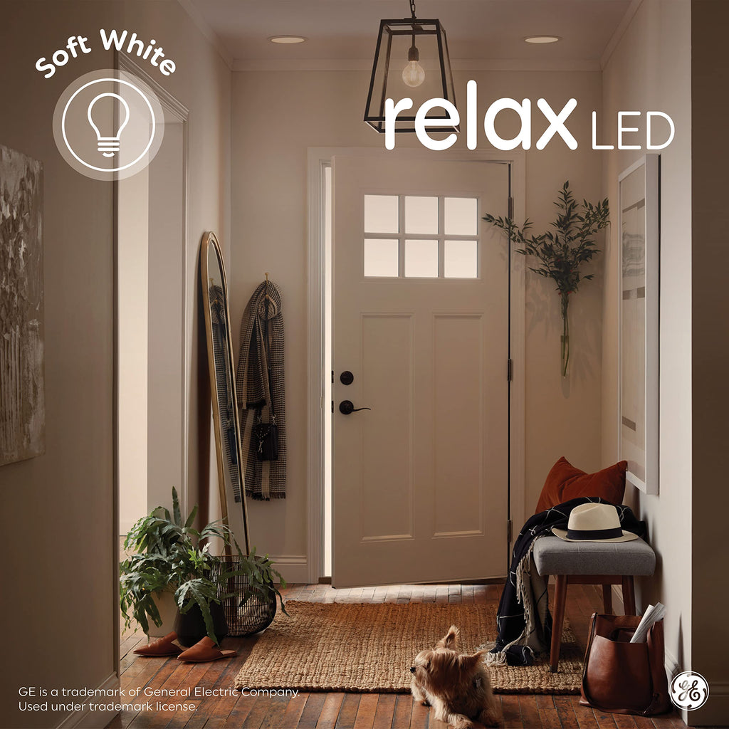 GE Relax LED Light Bulbs, 60 Watt, Soft White, A19 Bulbs, Great Christmas Gifts for Men, Holiday Gift for Women, Perfect Dad Gifts (4 Pack)