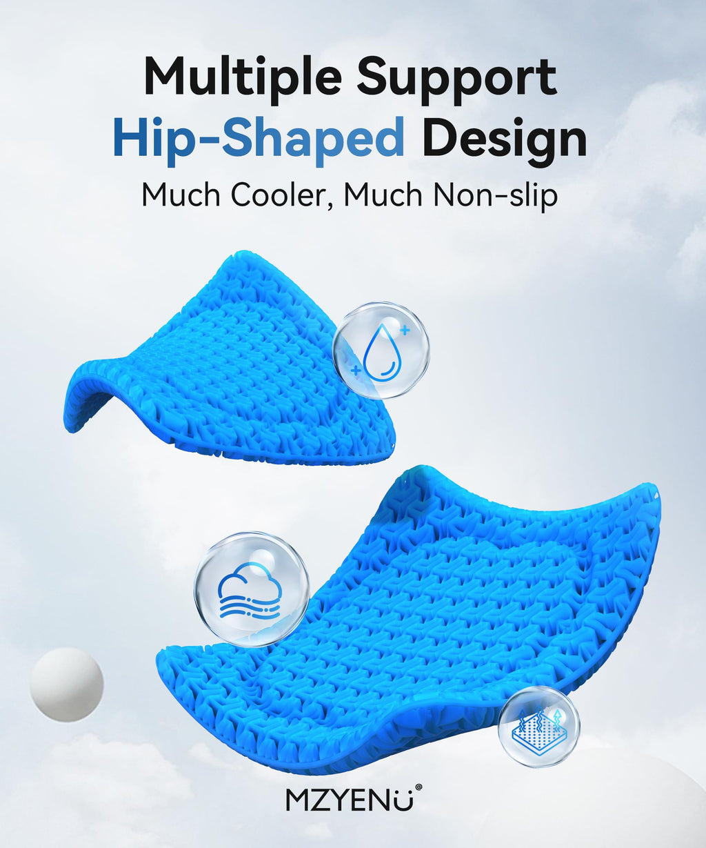MZYENU Gel Seat Cushion, Cool Chair Cushion for Office Chairs, Driving Car Cushions Breathable, Wheelchair Cushions for Pressure Relief, Back Pain for Seat Cushion, Chair Pad with No-Slip Cover