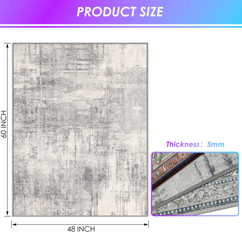Kuyal Office Chair Mat for Hardwood Floor, 48 x 60 inches Computer Gaming Chair Mat, Low Pile Carpet Desk Chair Mat, Anti-Slip Floor Mats Wood/Tile Protection Mat(48'' x 60'', Modern Gray)