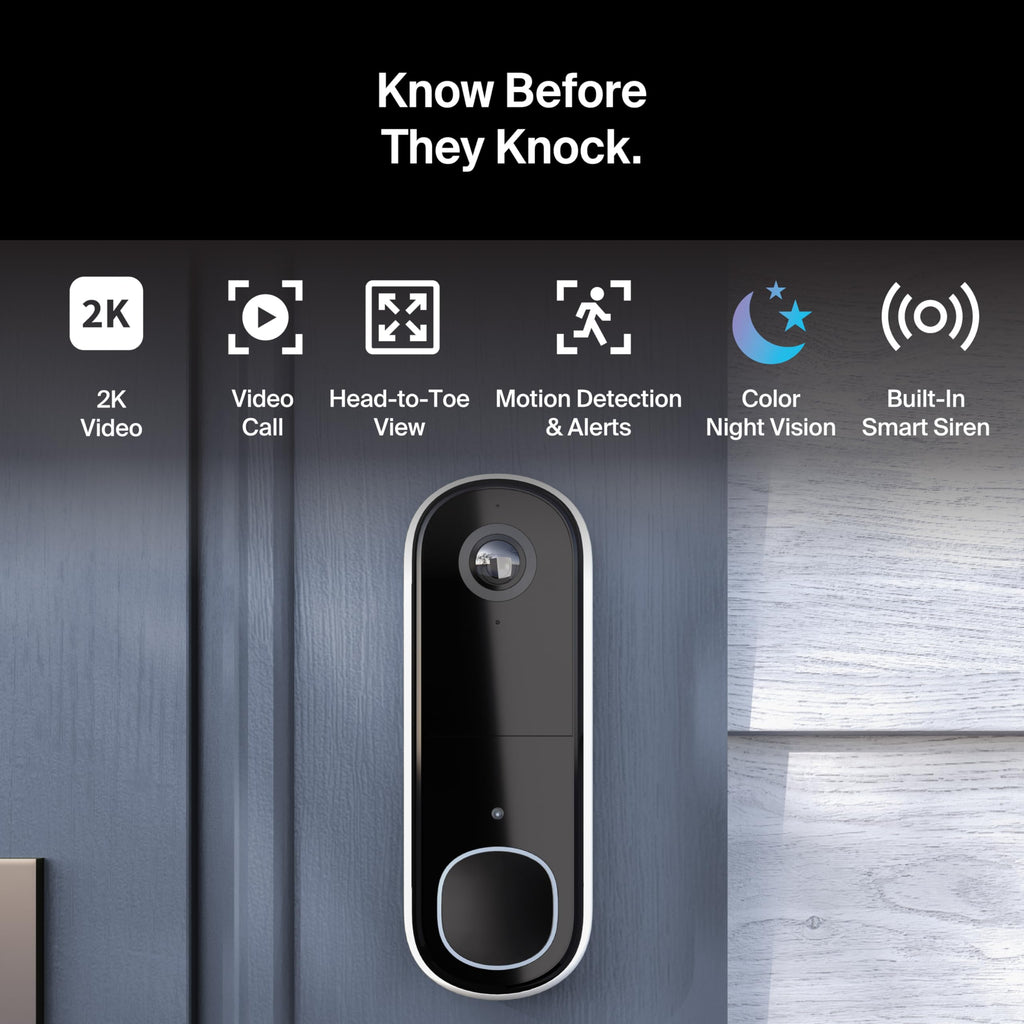Arlo Video Doorbell 2K (2nd Gen, Latest Release), Wireless or Wired, Package Detection, Person & Vehicle Recognition, 1-Month Secure Plan, 2-Way Audio, Night Vision, Head to Toe Video View