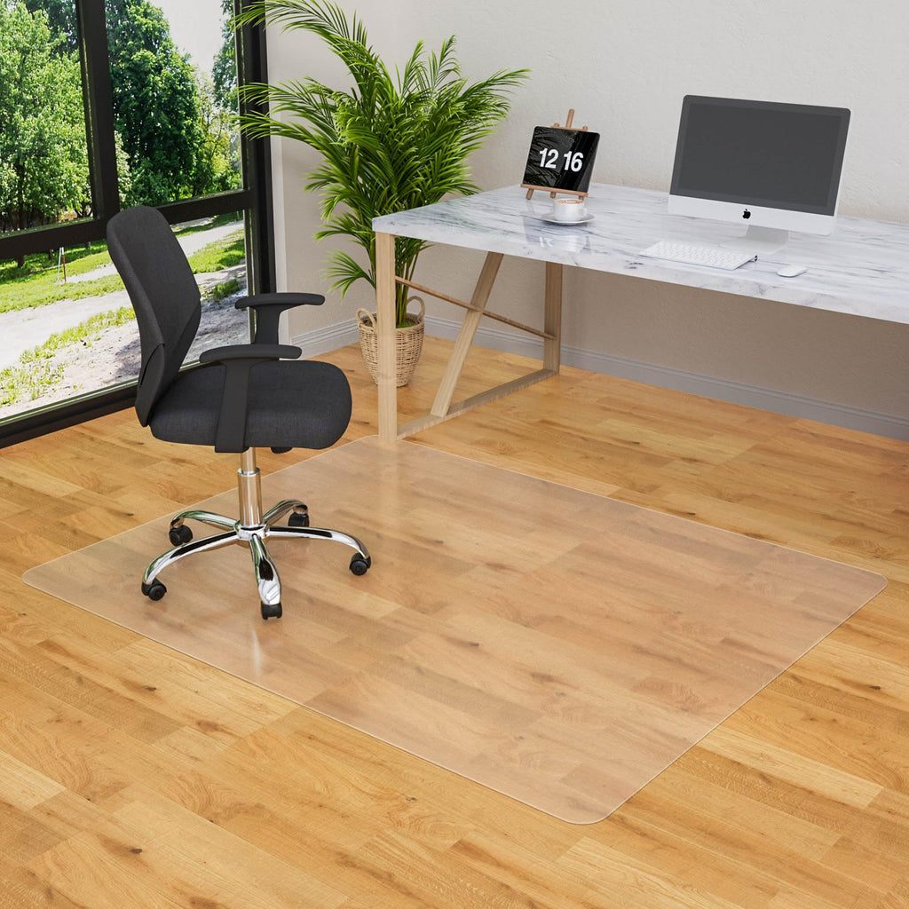 HOMEK Office Chair Mat for Hardwood Floor- 46" x 60" Clear Desk Computer Chair Mat for Hard Wood/Tile Floors, Easy Glide Plastic Mat for Under Office Chairs on Hardwood for Work & Home