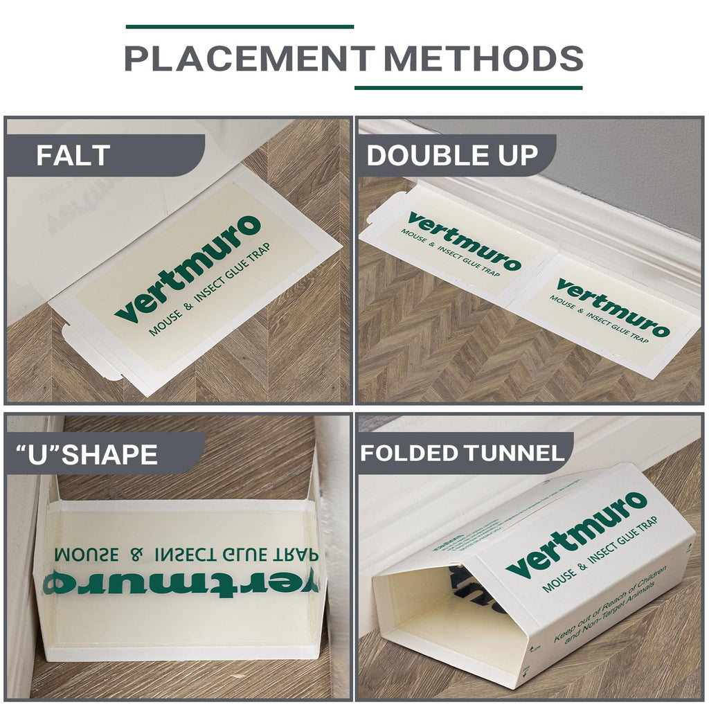 vertmuro Mouse Glue Traps, 12 Pack Rat & Pest Glue Scented Sticky Trap, Foldable Bulk Non-Toxic Indoor Mouse Glue Boards for Rodents and Insects, Easy to Use Pest Control, Green