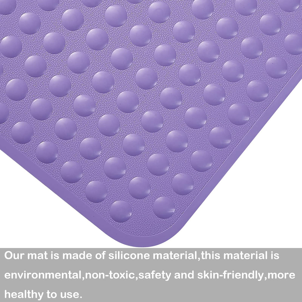 Yanzifly Bathtub Mat Non Slip Bath Mat for Tub Silicone Soft & Safe, Bath Tub Mat Non Slip Shower Mats, Suction Cups Bath Tub Anti Slip Matt for Kids Elderly Non Toxic, Machine Washable- Purple