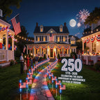 UMEUC 8 Pack Solar American Flag Lights Outdoor,American Flag Pathway Lights, Solar Flag Lights, Auto On/Off 8Modes IP65 Waterproof, 4th of July Decorations Outdoor for Yard Garden Memorial Day 250Th