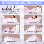 Flexicomfort Bed Wedge Pillow for Sleeping -Adjustable Post Surgery Pillow (7 in 1) -%100 Memory Foam -Head Support Cushion -Incline -Leg Elevation -Pregnancy - Washable Cover - Large 24 Inch