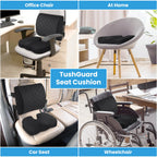 TushGuard Back&Seat Cushion, Car Seat Office Chair Cushions, Sciatica & Back Coccyx Tailbone Discomfort Easing Chair Pad, Memory Foam Lumbar Support Pillow for Desk, Wheelchair, Driving (Black)
