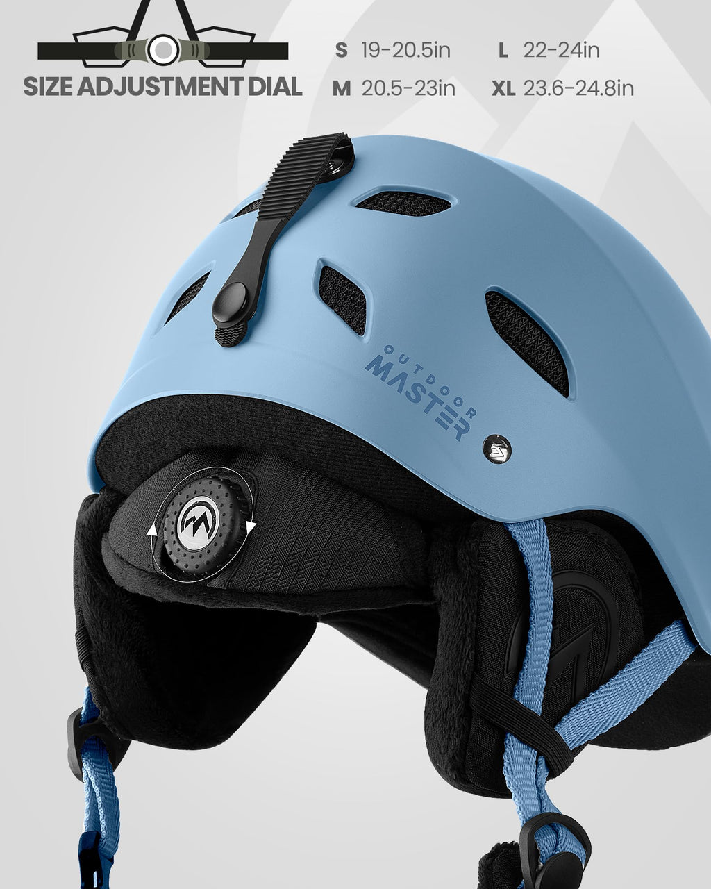 OutdoorMaster Kelvin Ski Helmet - Snowboard Helmet for Men, Women & Youth (Gray Blue,L)