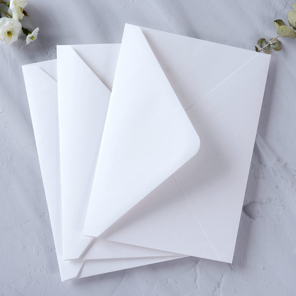 PONATIA 50 PCS/Pack A7 Envelopes, 5.25 x 7.5'' White Envelopes, Perfect For 5 x 7'' Wedding Invitation Cards, Christmas Gift Cards Envelopes, Acrylic Invitations, Photos