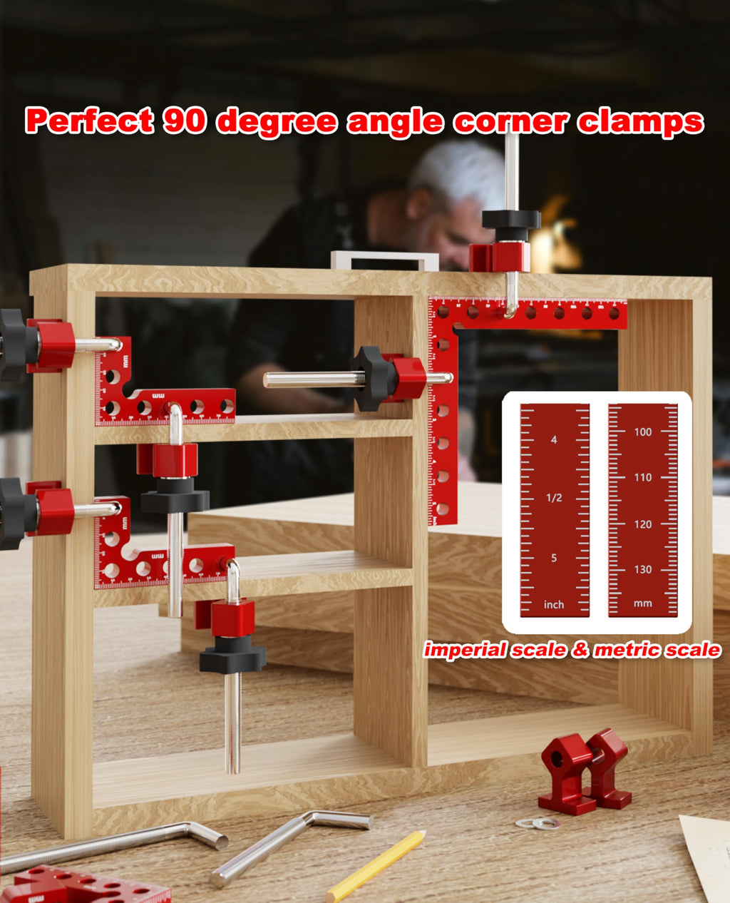 Corner Clamps for Woodworking,8pcs corner clamps With Box, 5.5"& 3.14"Aluminum Alloy 90 degree right angle clamp, Positioning Square Tools for Frame, Cabinets, Drawers,Box, for Dad.
