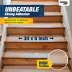 Clear Stair Treads Non-Slip 30"x6" - 15-Pack Indoor Stair Grips Non Slip for Wooden Steps - Anti Slip Adhesive Strips for Dogs & Elderly - Staircase Step Treads - Transparent Treads for Wood Stairs
