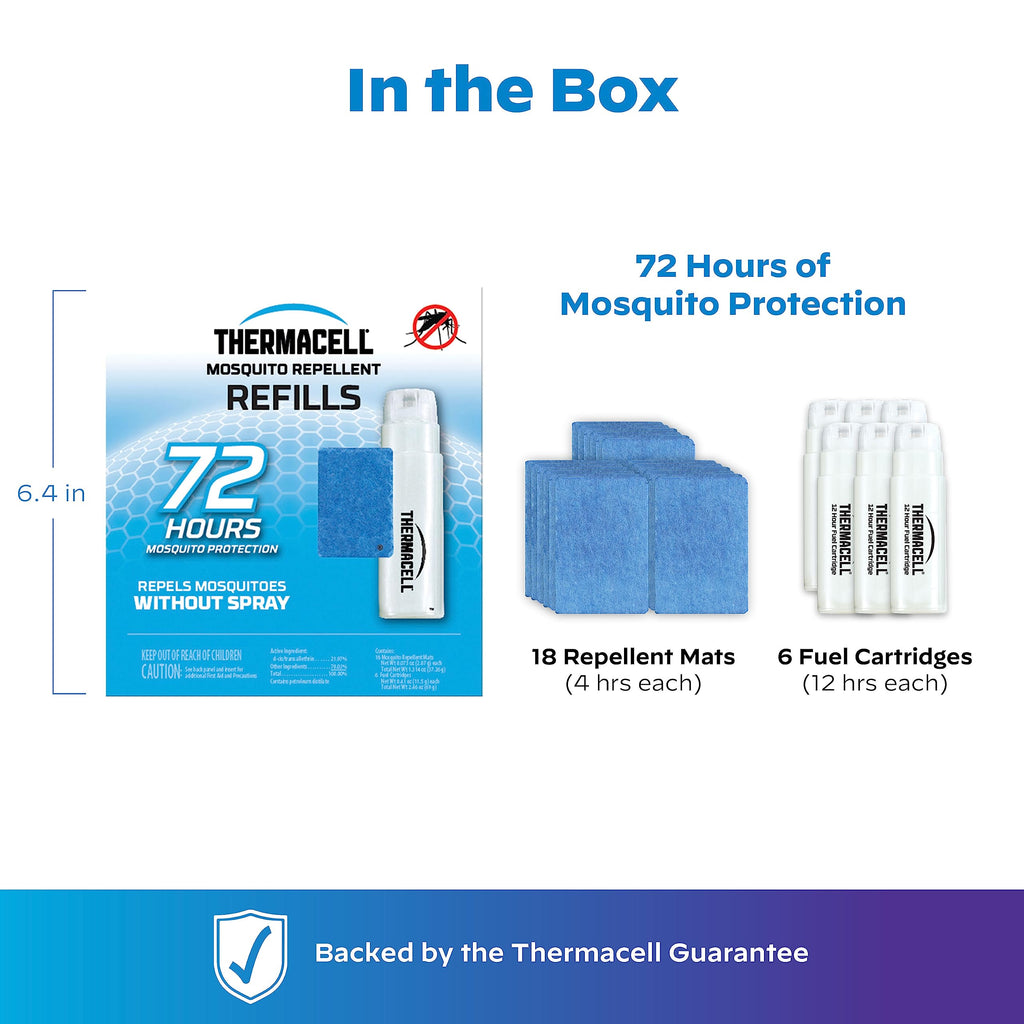 Thermacell Mosquito Repellent Refills; Compatible with Any Fuel-Powered Repeller; Highly Effective, Long Lasting, No Spray, No Scent, No Mess; 15 Foot Zone of Mosquito Protection