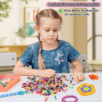 5 Boxes Bracelet Making Kit Pony Beads, 96 Colors 6x9mm 3500Pcs Kandi Rave Beads for Bracelets Friendship Plastic Bead with 800Pcs Letter Bead Arts and Crafts for Kids Adults Keychain Jewelry Making