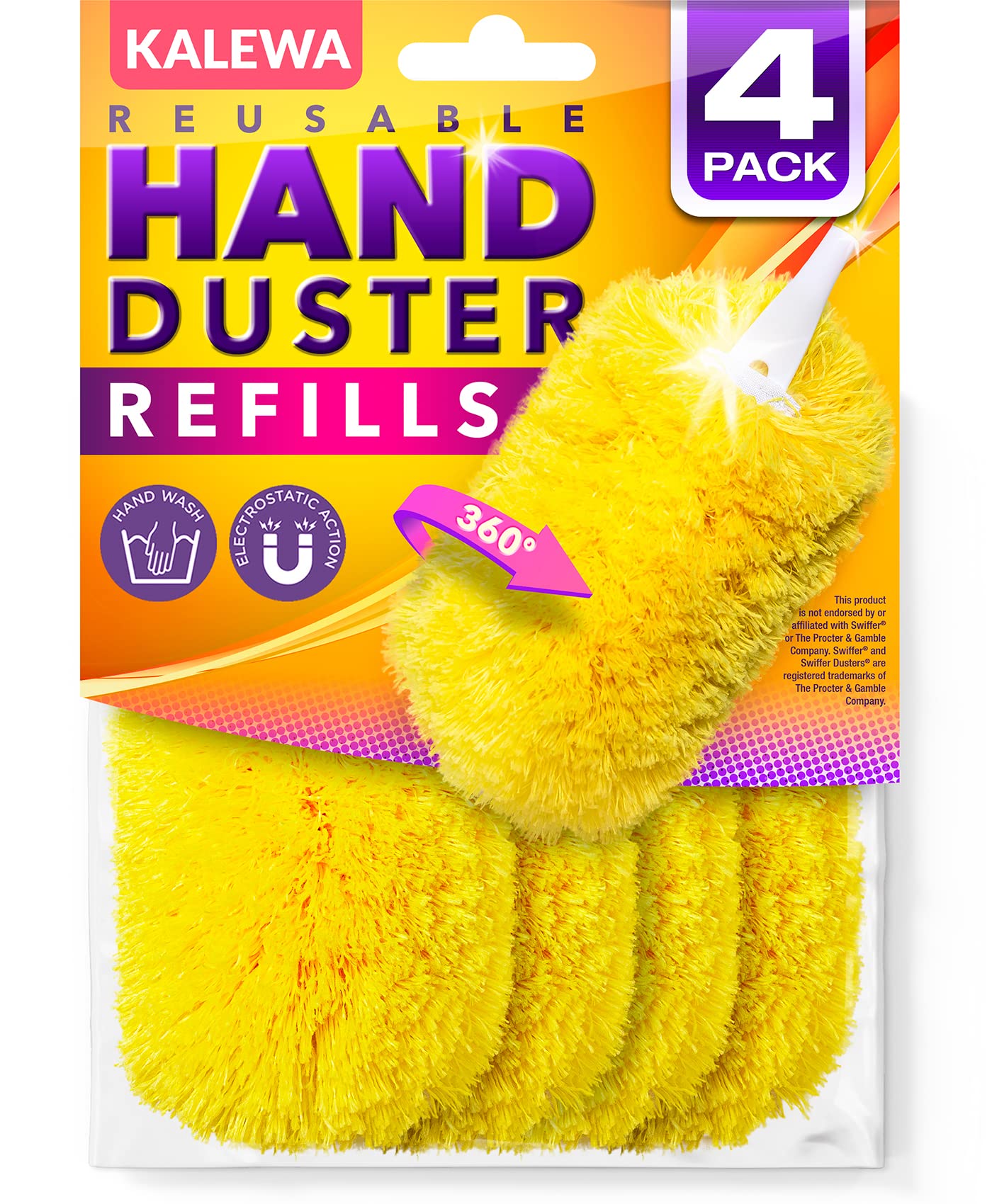Kalewa Reusable Duster Refills for Swiffer Duster (4 Pack), 360 Heavy Duty Duster Refills (Handle is Not Included)