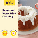 Wilton Gold Premium Non-Stick Warp-Resistant Bakeware, Made without PFAs, Fluted Tube Pan, 9.49 in, Packaging May Vary