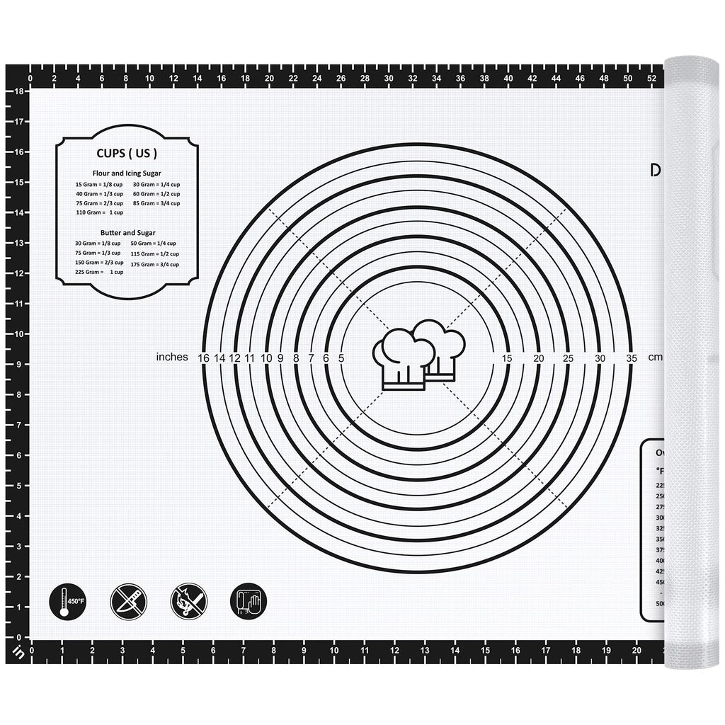 Pastry Mat, 28" x 20" Food Grade Silicone Extra Large Non Stick Baking Sheet Mat with Measurement for Making Cookies,Macarons,Bread and Pastry