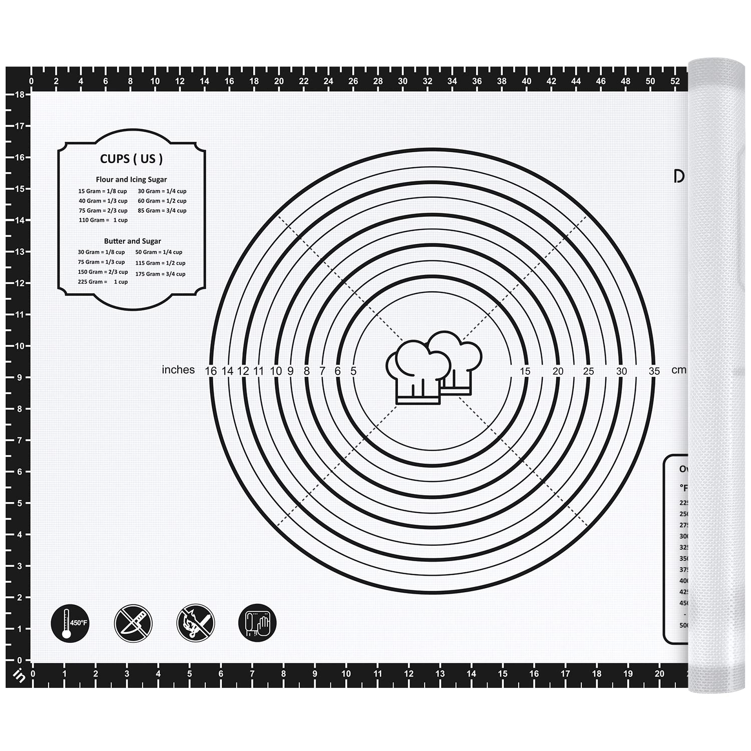 Pastry Mat, 28" x 20" Food Grade Silicone Extra Large Non Stick Baking Sheet Mat with Measurement for Making Cookies,Macarons,Bread and Pastry
