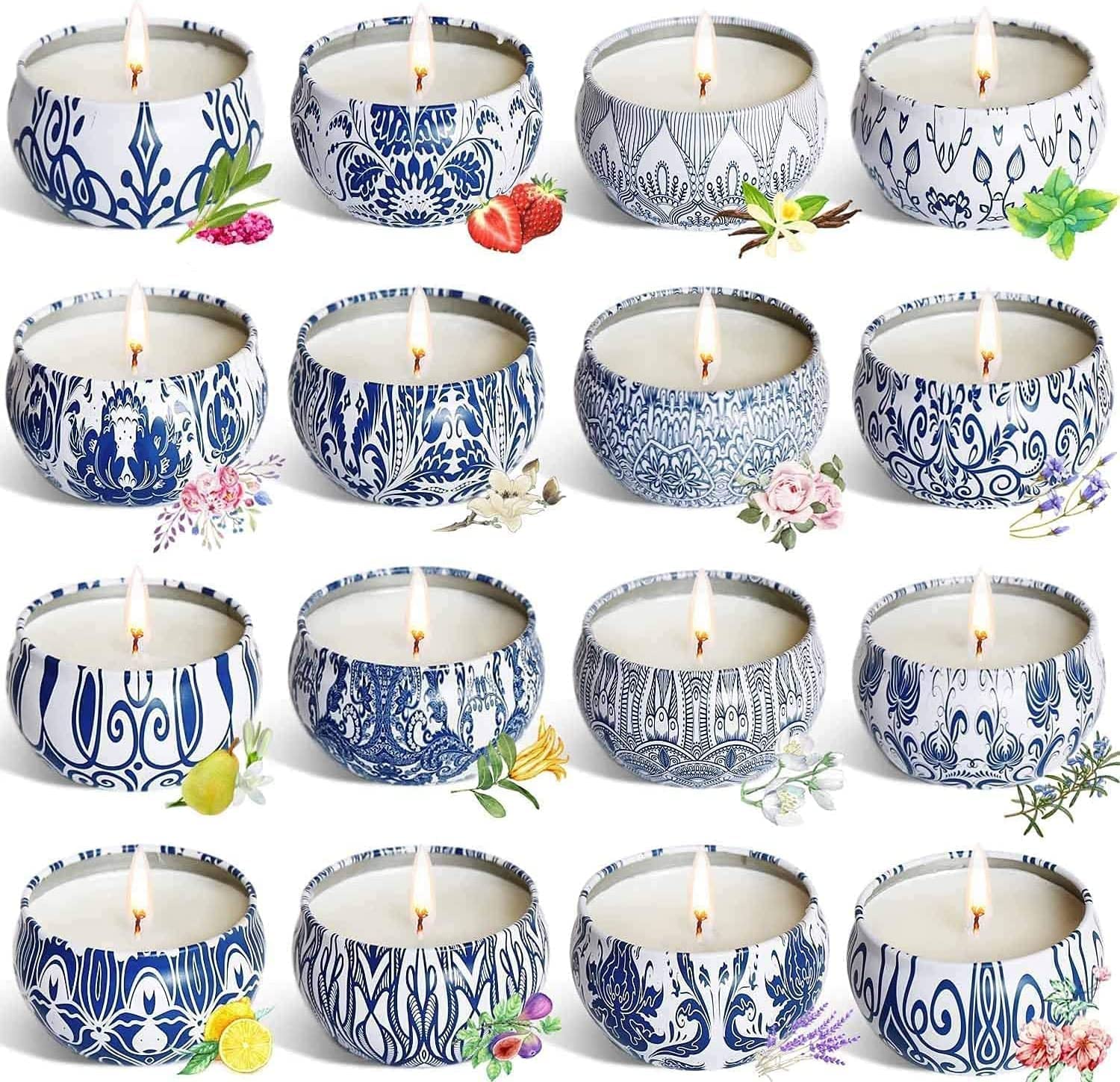 YOROXRG Scented Candles Gifts Set 16 Pack Soy Wax Travel Tin Jar Candles for Home 2.5 OZ for Mom for Christmas, Birthday, Thanksgiving, Mother's Day