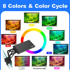 SEAOURA Clip On Aquarium Light for Plants-24/7 Cycle Fish Tank Light with Timer, Full Spectrum+7 Colors Mode, Auto On/Off, Adjustable Brightness and Height, 12W (7inch for 7-12 inch Tank)