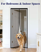 Magnetic Screen Door - 38.0'' x 82.0'' Retractable Screen Door Mesh for Entry Door or Sliding Door, Pet & Kid Friendly, Hands-Free Closure Keeps Bugs Out & Lets Breeze in, Stripe Black