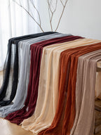 Keketo 6pcs Christmas Burgundy Cheesecloth Table Runner Gauze 120 Inch 10 FT Rustic Boho Cheese Cloth Runner for Wedding Baby Shower Bridal Shower Engagement Birthday Party Long Sheer Home Decorations