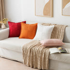 MIULEE Red Corduroy Pillow Covers with Splicing Set of 2 Super Soft Boho Striped Christmas Pillow Covers Broadside Decorative Textured Throw Pillows for Couch Cushion Livingroom 20x20 inch