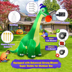 zukakii 13Ft Giant Halloween Dinosaur Inflatable Decorations, Bite Large Pumpkin with Witch Hat Build-in LED Light Strong Blower Huge Blow Up Yard Clearance Decor for Outdoor Indoor Holiday Party Yard