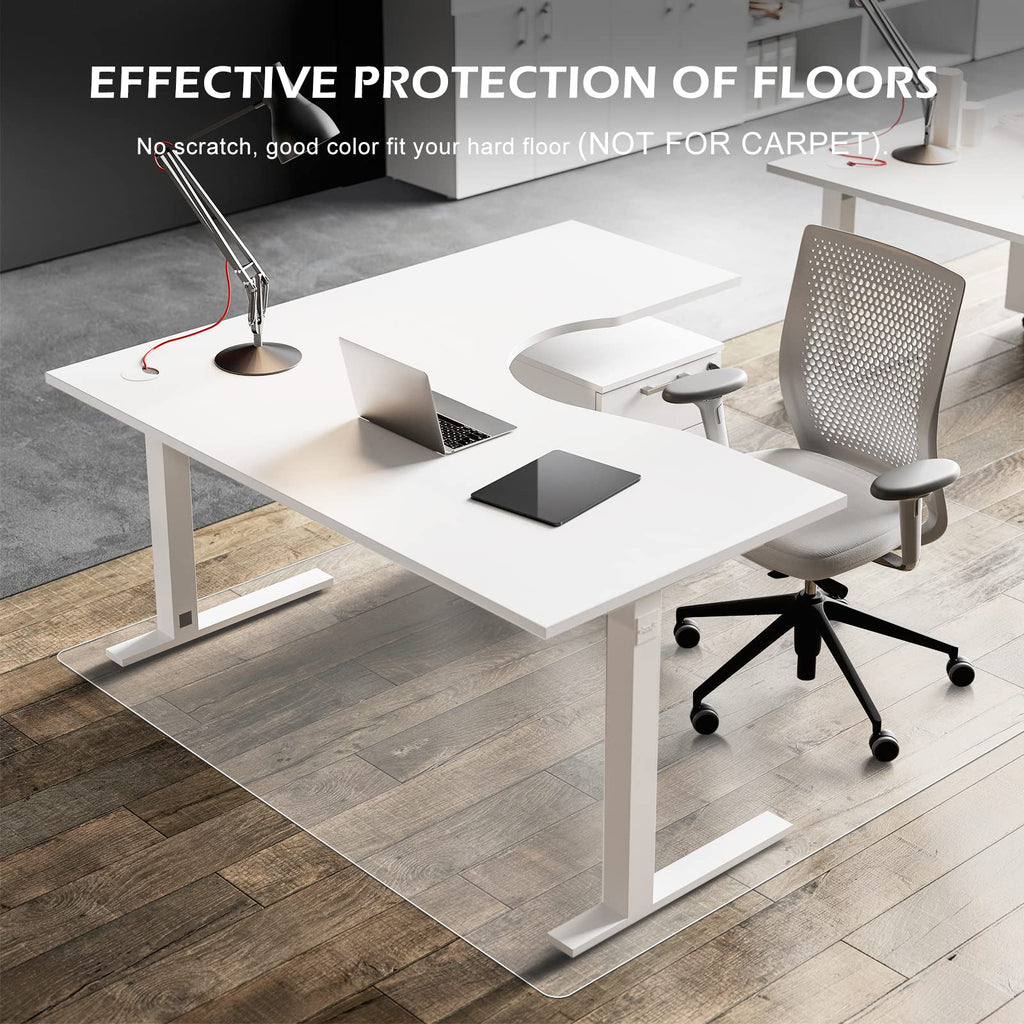 tixpol Clear Chair Mat, tixpol 75" x 60" Large Chair Mat for Hard Floors, Non-Slip Floor Protector Desk Mat for Home Office, Vinyl Floor Mat for Kids and Pets - Not Used for Carpets (Clear)