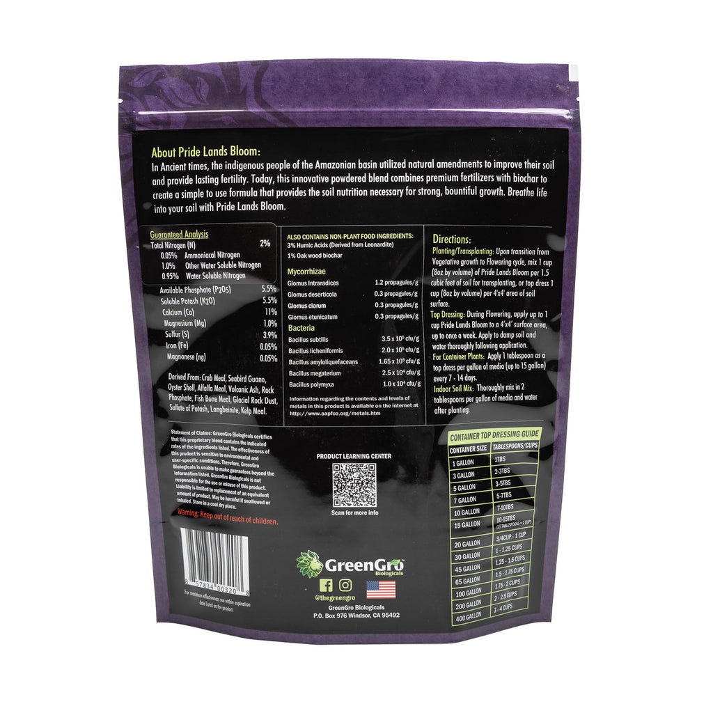 Pride Lands Premium Organic Bloom Fertilizer with NO Fillers, Bigger Buds and Flowers, Brighter Plants with Our Complete Bloom Nutrients, Recharge Soil and Boost Growth with Optimal Blend of NPK, 2 lb