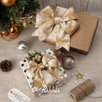 Ribbli Champagne Velvet Wired Ribbon 2.5 Inch Metallic Champagne Gold Crushed Velvet Christmas Ribbon for Gift Wrapping Christmas Tree Decoration Crafts Wreaths Supplies-Continuous 10 Yards