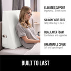 GORILLA GRIP Bed Wedge Ergonomic Sleeping Pillow, Soft Dual Layer Memory Foam, Stay in Place Dots, Breathable Cover, Headboard Triangle Sleep Support for Reading Acid Reflux Anti Snoring, 7.5in White