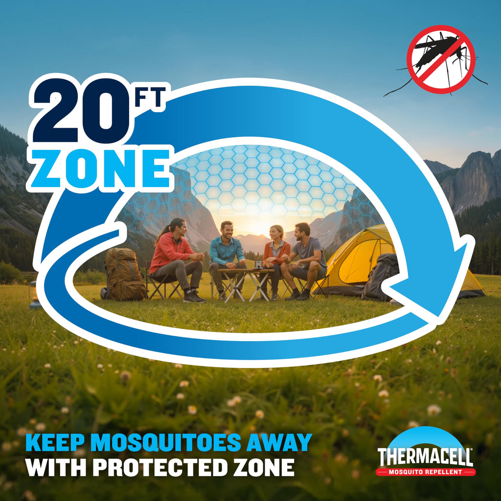 Thermacell Mosquito Repellent Rechargeable Adventure EX-Series EX90; Patio Shield with 9-Hour Battery, Includes 12-Hour Refill, Rubber Armor & Carabiner; Scent Free Bug Spray Alternative