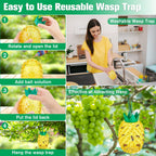 Wasp Traps Catcher - Honey Bee Trap, Insect Catcher, Wasp Trap, Bee Trap, Outdoor Wasp Deterrent Killer, Reusable Insects Traps Bee Catcher for Hornets, Yellow