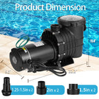 Leomru 2 HP Pool Pump 6800 GPH Self Priming in/Above Ground Swimming Pool Pump 110V/220V Dual Voltage Single Speed Pumps with Strainer Basket 6Pcs Connectors