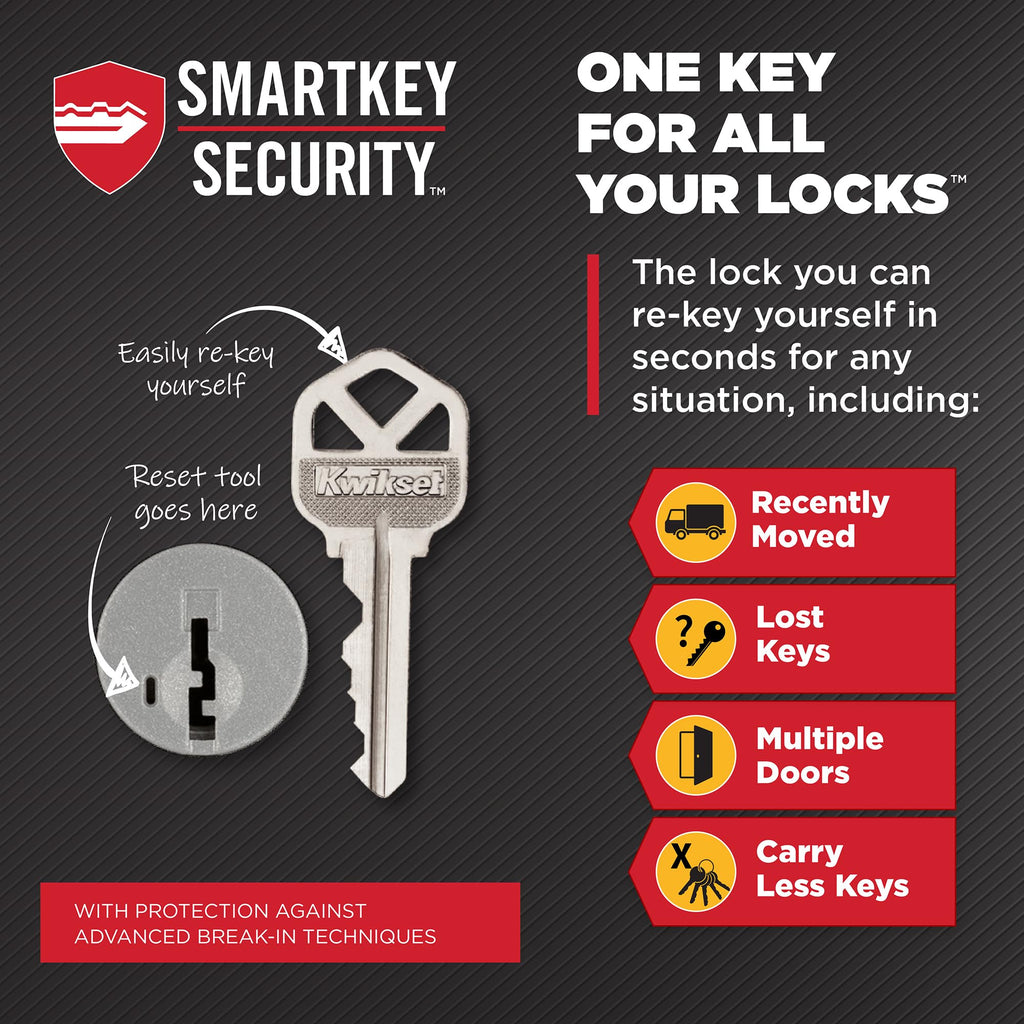 Kwikset Tylo Entry Door Knob with Lock and Key, Secure Keyed Handle Exterior, Front Entrance and Bedroom, Polished Brass, Pick Resistant SmartKey Rekey Security