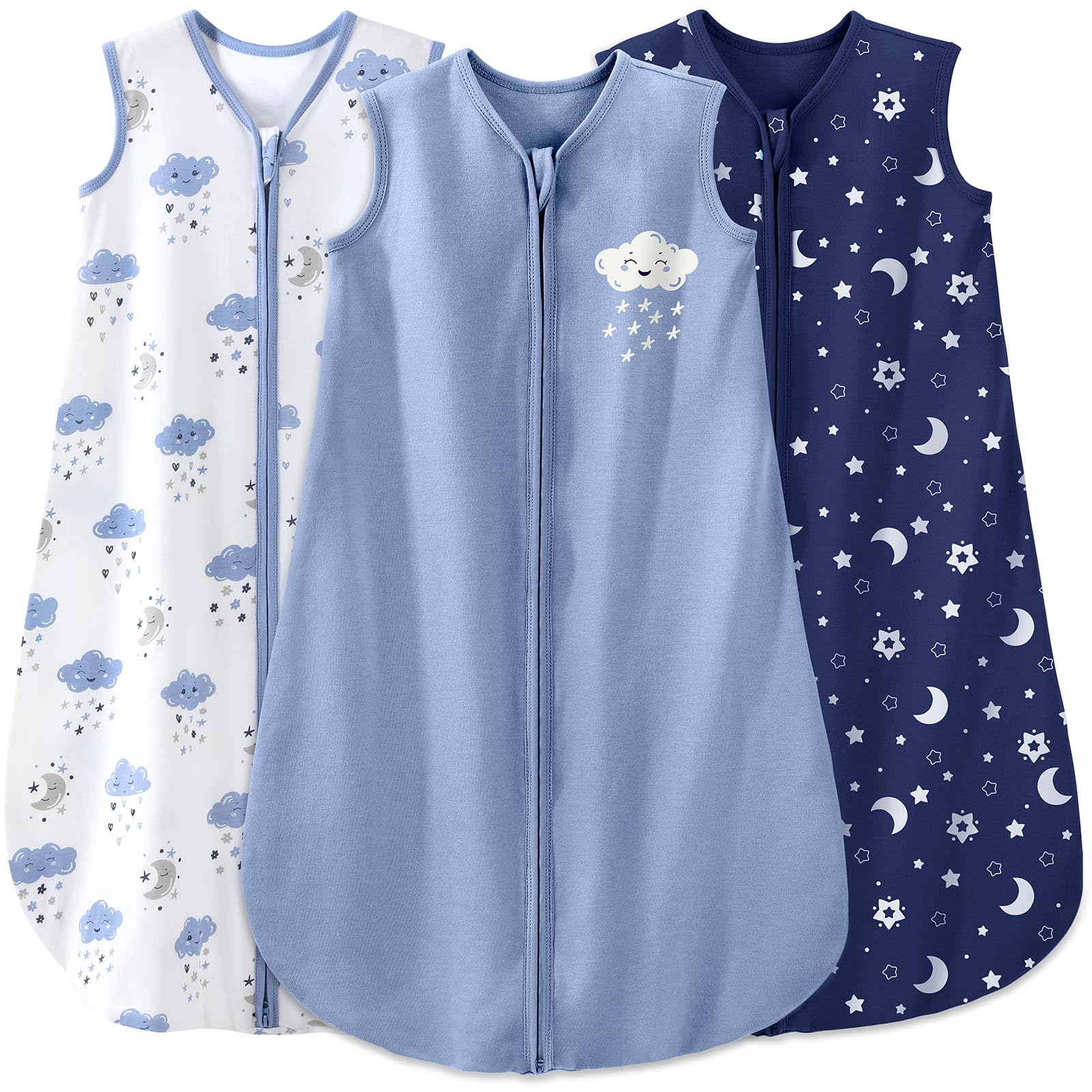 Yoofoss Baby Sleep Sack 6-12 Months Baby Wearable Blanket 100% Organic Cotton 2-Way Zipper TOG 0.5 Toddler Sleeping Sack 3 Pack, Lightweight Sleep Sacks for Babies