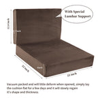 HOMBYS Memory Foam Recliner Cushion for Elderly, 4" Thickness Seat Cushion with Lumbar Support Pillow, Non-Slip & Supportive Chair Seat Cushion with Backrest, (Brown,22"x22"+13.8" Backrest)