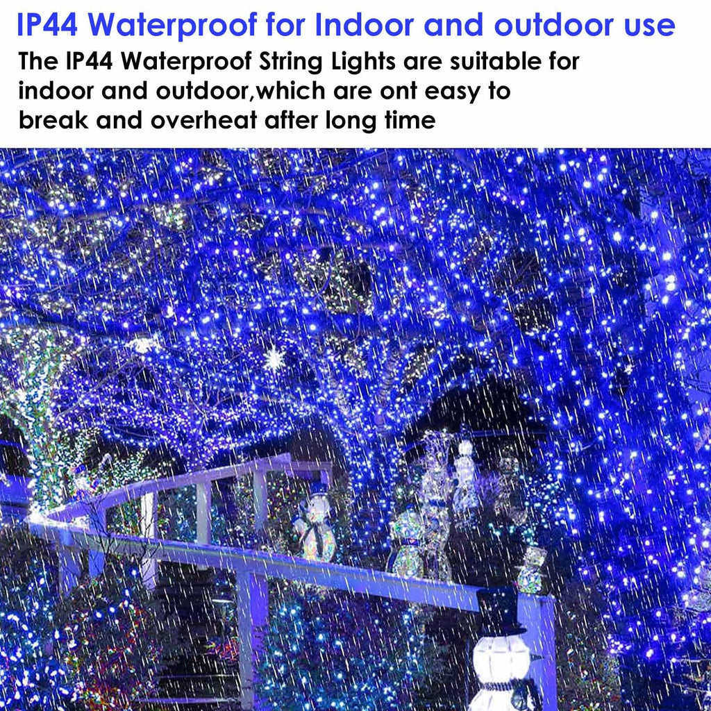 82FT 200 LED Blue Christmas String Lights Outdoor & Indoor, Timer & Memory Function & 8 Modes, Extendable Ultra Bright Green Wire Mini Twinkle Lights for Xmas Tree Patio Holiday Party Decor (Blue)