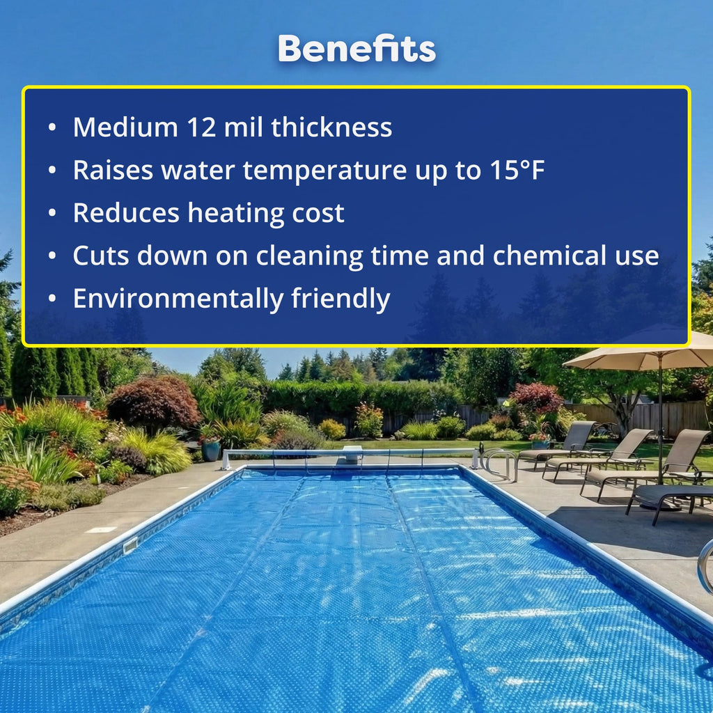 In The Swim 12' x 24' Premium Blue Rectangle Solar Pool Cover 12 Mil for Solar Heating Above Ground Pools and Inground Pools