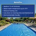 In The Swim 16' x 32' Premium Blue Rectangle Solar Pool Cover 12 Mil for Solar Heating Above Ground Pools and Inground Pools