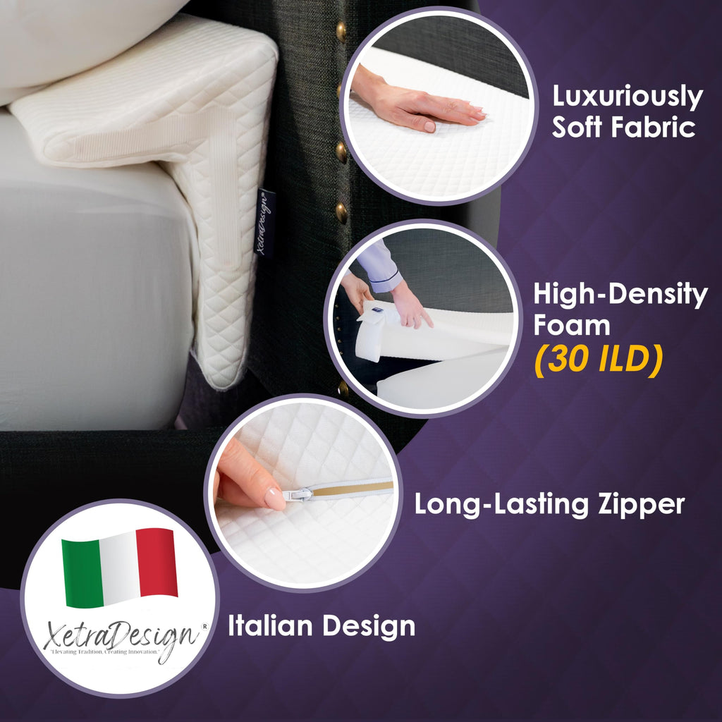 XetraDesign Bed Wedge Pillow for Headboard Gap Up to 7", Triangle Pillow Wedge for Headboard Gap, Gap Filler for Bed, Mattress Wedge Gap Filler, Headboard Space Filler, Corner Pillow, White Double 54"