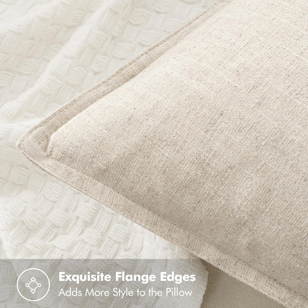 MIULEE Linen Pillow Covers 20x20 Inch Natural Beige Decorative Throw Pillow Covers Pack of 2 Soft Accent Farmhouse Couch Christmas Pillowcases Modern Home Decors for Sofa Cushion Living Room Bed