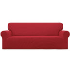 Easy-Going Stretch Sofa Slipcover 1-Piece Sofa Cover Furniture Protector Couch Soft with Elastic Bottom for Kids, Polyester Spandex Jacquard Fabric Small Checks (Sofa, Christmas Red)